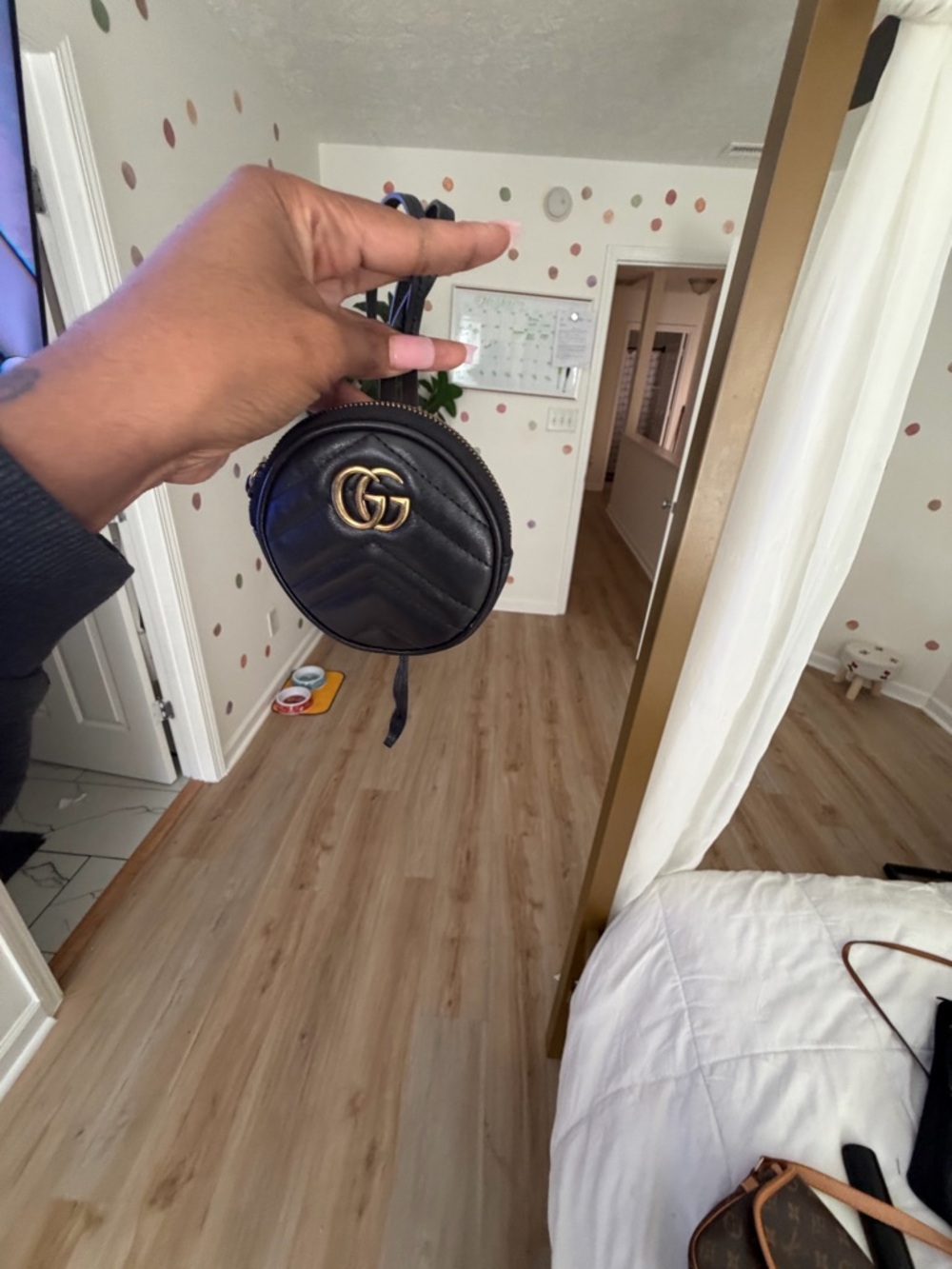 Gucci Black Quilted GG Round Mini Crossbody